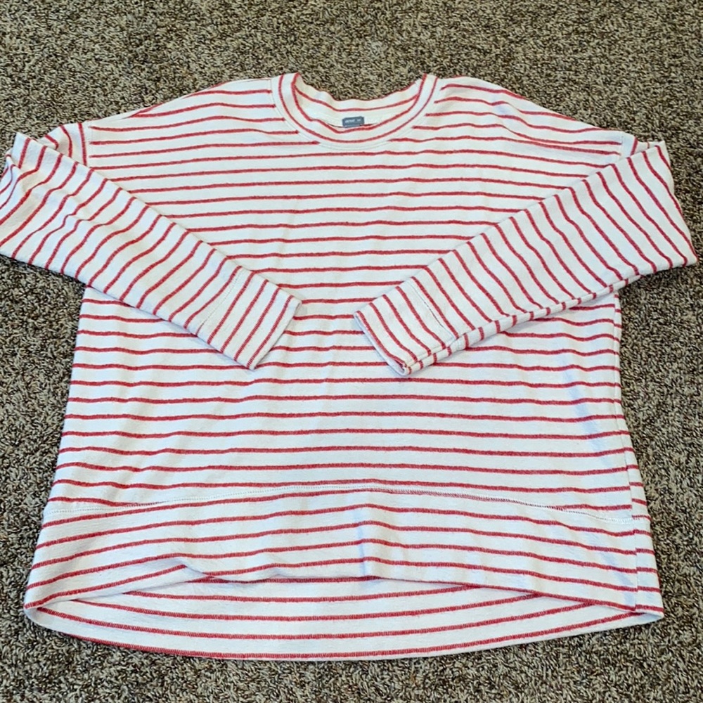 red and white stripped sweatshirt